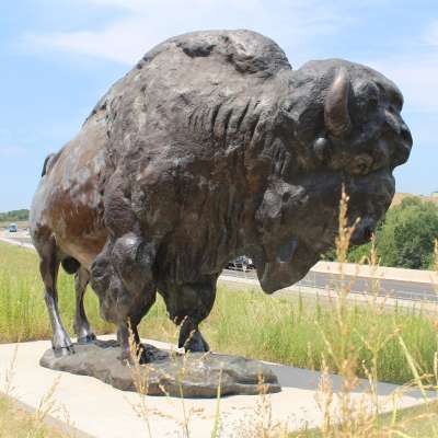 Life Size American Bison Bronze Statue Large Copper Bull Garden Sculpture