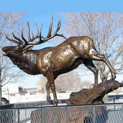 Life Size Bronze Deer Statue Large Metal Elk Garden Sculpture