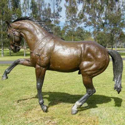 Life Size Bronze Running Horse Garden Statue Copper Stallion Outdoor Sculpture